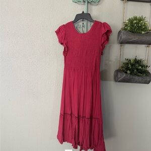 Patrons of Peace Burgundy Ruffle Dress size M